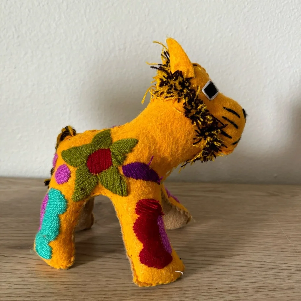 Mexican Folk Art Handmade Lion &‎ Cub Colorful Stuffed Animals Embroidered Plush